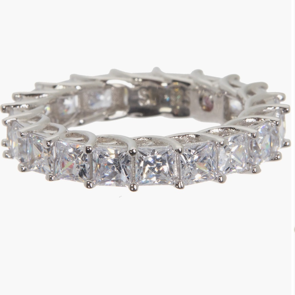SUZY LEVIAN Sterling Silver & Square Sapphire Eternity Ring